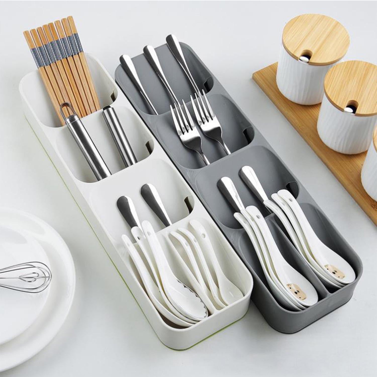 SMART SLIDE Cutlery Kitchen Rack Plastic 15 x 19 Inch Cutlery tray for  Kitchen Drawer / Cutlery – Cosmetic - Stationary Storage Organizer / Cutlery  Organizer for Modular Kitchen Basket / Multipurpose