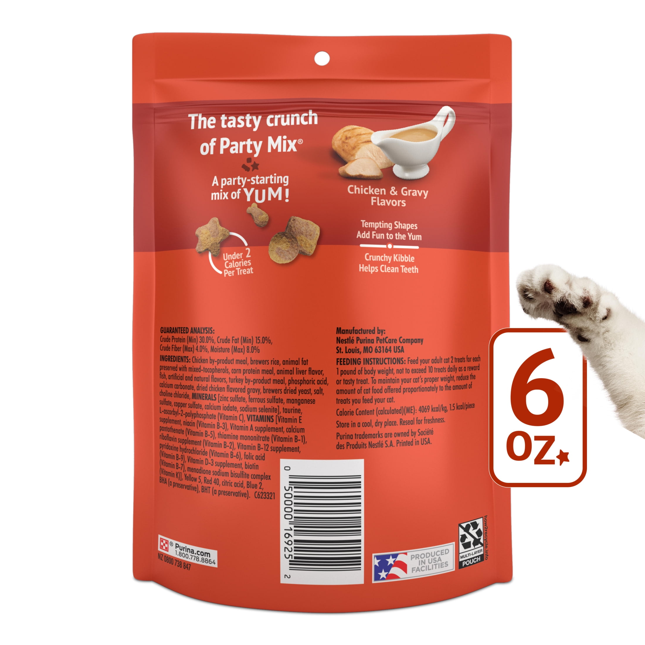 (2 pack) Purina Friskies Party Mix Gravy-licious, Cat Treats, Chicken & Gravy, 6 oz Bag