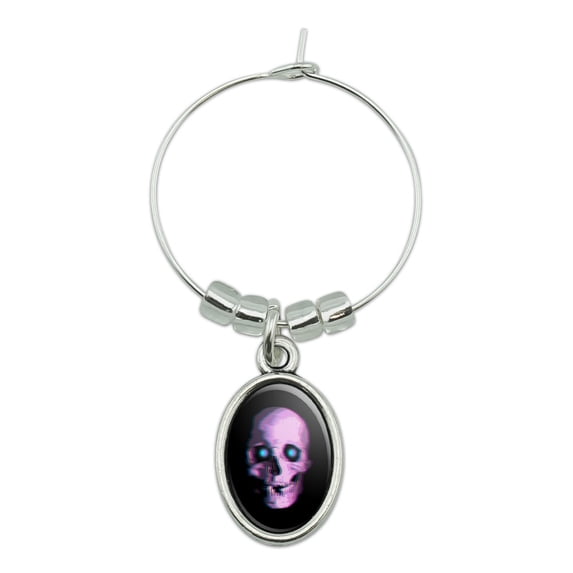 Stereoscopic Skull 3D Wine Glass Oval Charm Drink Marker