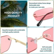 FEISEDY Retro Small Narrow Rimless Sunglasses Clear Eyewear Vintage Rectangle Sunglasses for Women Men B2643