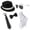 Light Gray, variant on 1920s Mens Outfit 1920s Mens Accessories 1920s Mens Outfit Magician Accessories Magician Clothes Manhattan 1920s Mens Hat Accessories Gatsby Gangster Retro Hat Suspender Bow Tie Set, Black