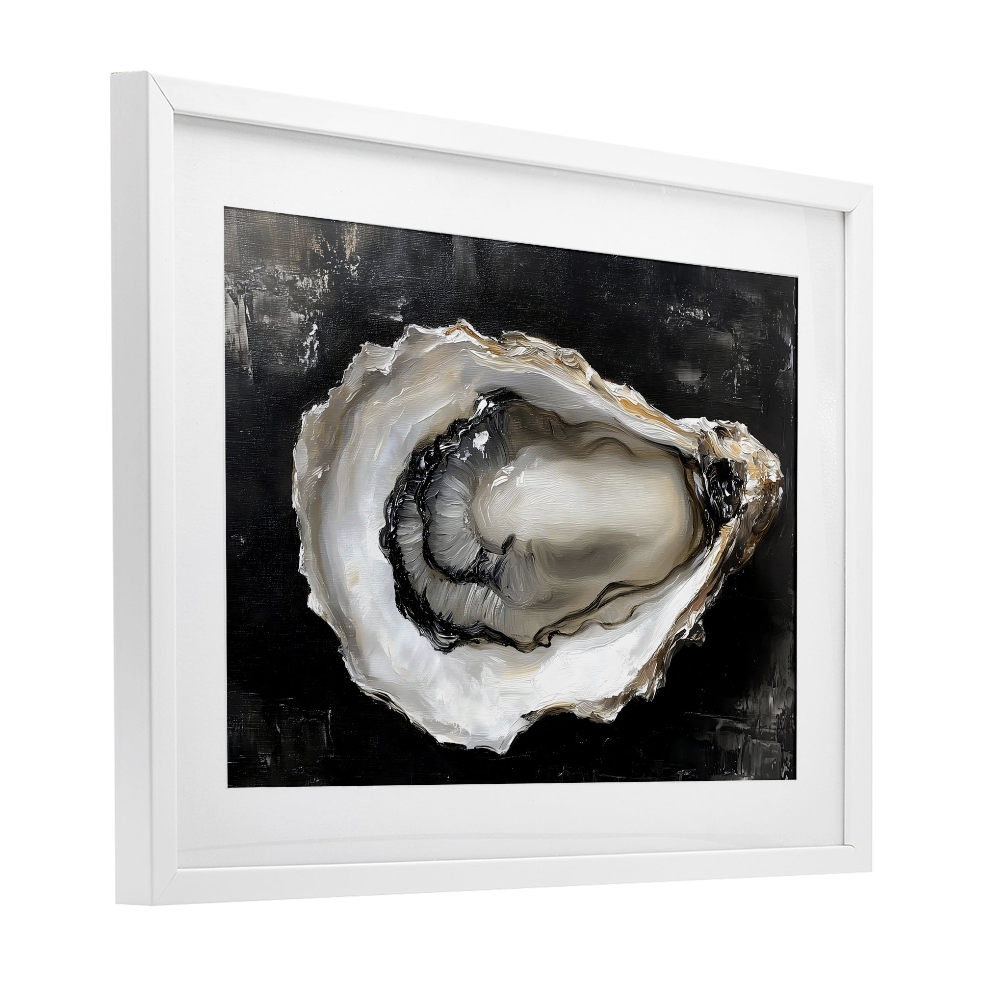 Stupell Industries Black Oyster Pearlescent Shell White Framed Print Under Glass, design by LSR Design Studio