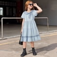 thumbnail image 4 of MEZZALL Collar Dress For Little Girls Toddler Kids Summer Casual Party Floral Puff Sleeve Lace Cute Style Ruffle Bow Back Button Soft Cute Dresses, 4 of 4