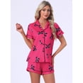 thumbnail image 2 of DARING DIVA Women's Pajama Sets Short Sleeves Bow Button Up Tops and Shorts XL Hot Pink, 2 of 7