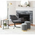thumbnail image 5 of Lumisource Marla Contemporary Nesting Pleated Ottoman Set in Gold Metal and Grey Velvet, 5 of 11