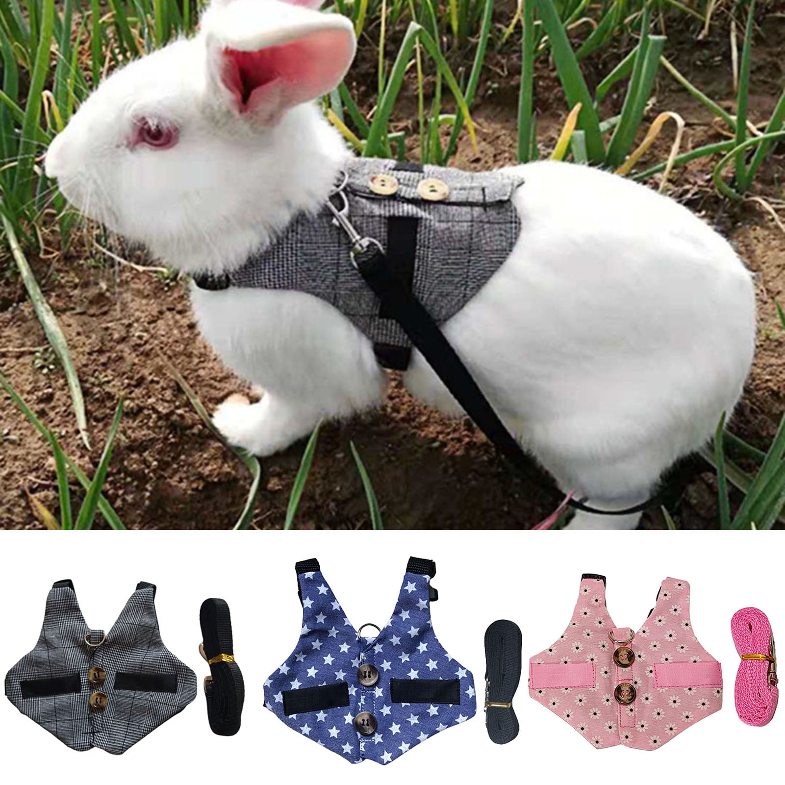 Rabbit Walking Harness Leash Pet Puppies Hamster Leash Vest Traction Rope 