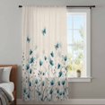 thumbnail image 4 of Turquoise Floral Butterfly Sheer Curtains 45 Inches Long, Spring Rustic Botanical Beige Light Filering Curtains, Breathable Simi Curtain Privacy Drapes for Kitchen Bathroom Small Window Treatment, 4 of 9