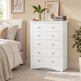 thumbnail image 2 of Homall 5 Drawer Chest for Bedroom, Modern Tall Dresser with Smooth-Gliding Drawers, White, 2 of 7