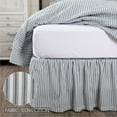 thumbnail image 3 of VHC Brands Sawyer Mill Ticking Striped Cotton Farmhouse Split Corners Gathered King Bed Skirt, 78x80x16, Blue Denim, 3 of 5