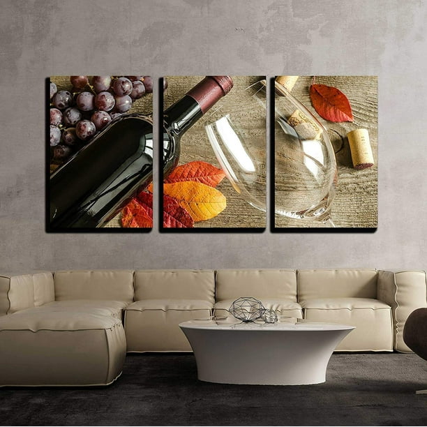 Wall26 3 Piece Canvas Wall Art Red Wine - Modern Home Decor Stretched and  Framed Ready to Hang - 16