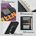 thumbnail image 4 of 9.2x6.7 inch Leather Notebook 100 Sheets, Multi-Pocket Design & Pen Loop Halloween Elements Pumpkins and Bats Refillable Journal Organizer, 4 of 6