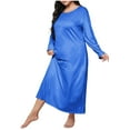 thumbnail image 3 of jobturf Plus Size Nightgowns for Women Casual Loose Crew&nbsp;Neck Long Sleeve Sleepshirts Lightweight Loungewear Summer Spring Fashion Pajama Dress, 3 of 5