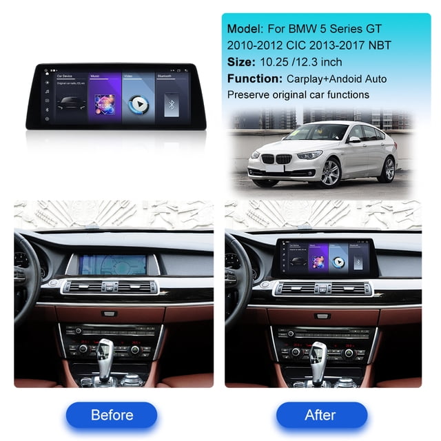 ZWNAV Ultra-Thin 12.3 Inch Wireless CarPlay+Android Auto Retain Original Car Function Car Radio Stereo Multimedia Receiver for BMW 5 Series GT 2010-2012 Compatible with Original Car CIC System