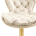 thumbnail image 7 of Exquisite Swivel Bar Stools Modern Velvet Padded Adjustable Counter Height Bar Chairs with Soft Back and Gold Footrest for Kitchen Dining Room Living Room & Home Office,Ivory, 7 of 7
