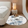 thumbnail image 2 of Blue Grey Floral Round Area Rug 3.3Ft Washable Circle Rugs for Dining Room Table, Watercolor Flowers Farmhouse Non-Slip Carpet Floor Mats Indoor Outdoor Carpet Runner Aesthetic Home Decor, 2 of 8