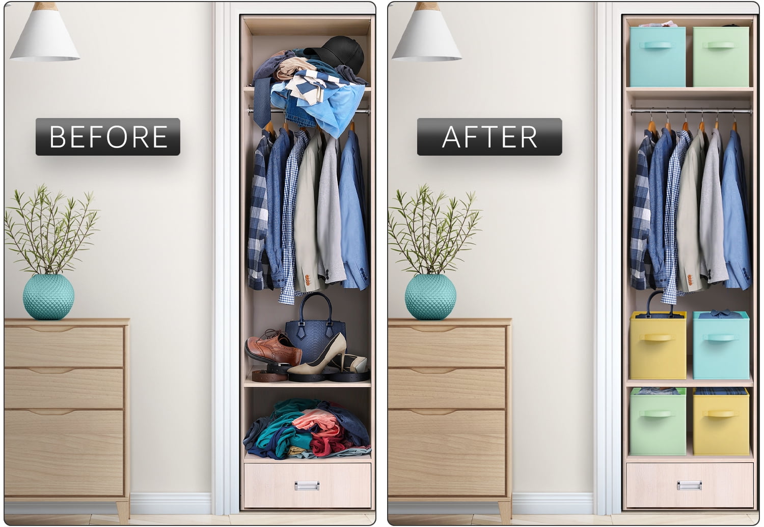 Sorbus Sorbus Foldable Fabric Storage Bin Closet Organizer, Blue Green Yellow, 6 Pack