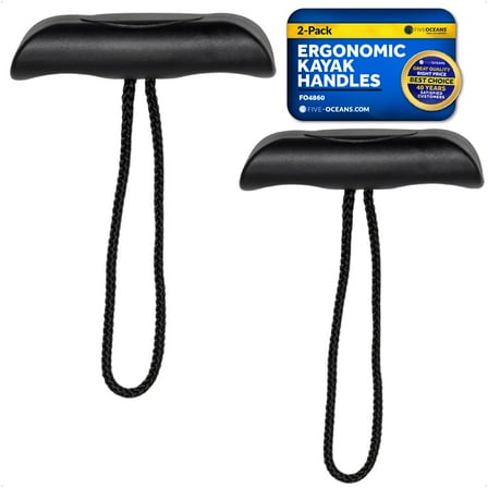 Five Oceans 2-Pack Kayak Handles with Heavy-Duty Cord, Black – Durable Replacement T-Handles for Kayaks, Canoes, Small Boats – FO4860