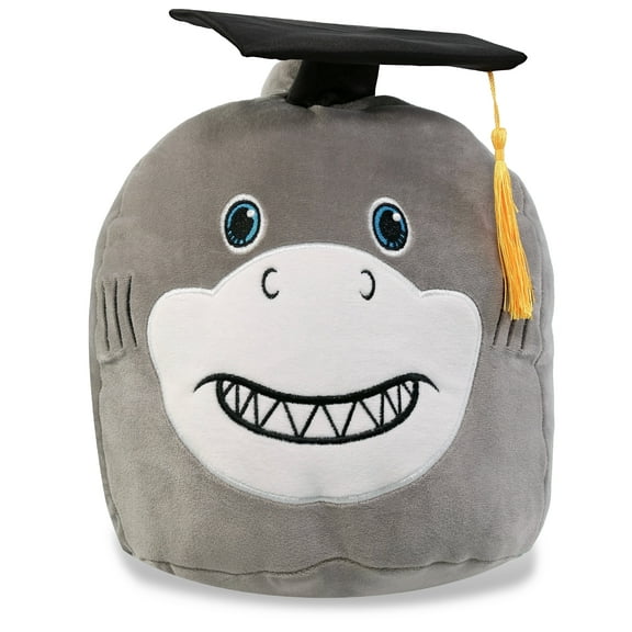 DolliBu Shark Graduation Plush Toy - Snug-Mooshies Shark Graduation Stuffed Animal Dress Up with Graduation Cap with Tassel - Reward Celebration Grad Gift - 10 Inch
