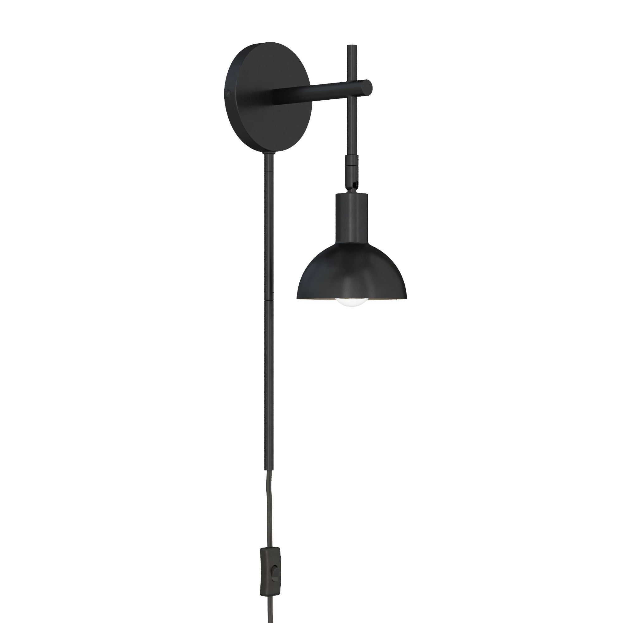 Nathan James Tamlin Wall Mounted Sconce 1-Light Fixture with Plugin and On/Off Switch for Living Room, Reading Nook or Bedroom, Matte Black