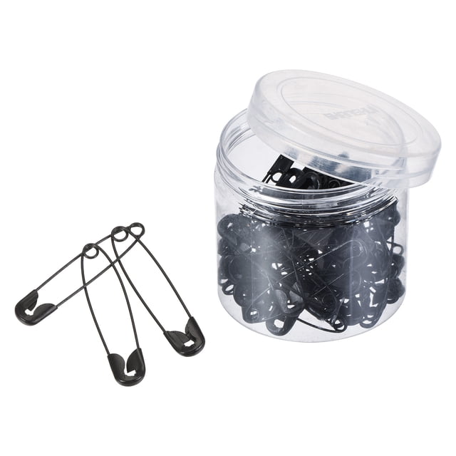 Unique Bargains 1.69 Inch Metal Sewing Pins Safety Pins with Box for Office Home Black 60 Pack