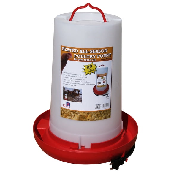 Farm Innovators HPF-100 Heated Hanging Poultry Water Fountain, Red (2 Pack)