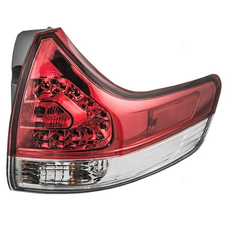 BROCK Taillight Tail Lamp Quarter Panel Mounted Red & Clear Lens Passenger Replacement for 11-14 Toyota Sienna Van (Best 8 Passenger Van)