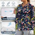 thumbnail image 6 of Xoenoiee Christmas Candy Bulb Star Print Women's Long Sleeve Golf Polo Shirts Xmas Moisture-Wicking UPF 50+ Sun Protection V Neck Tennis Pickleball Shirts Casual Tops Pullover for Ladies, Size L, 6 of 7