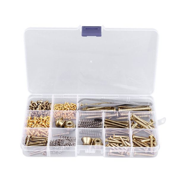 <p>Electric Guitar Repair Screw Kit, Metal And Iron Complete Electric Guitar Screw Kit Portable Durable 9 Types With Plastic Box For Replacement For Luthier</p>