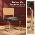 thumbnail image 4 of Dark Green PU Leather Modern Rattan Dining Chairs Set of 4, Cane Back, Dinning Chairs, Sillas de Comedor, Upholstered Mid Century Modern Dining Room Chair, Chrome Metal Kitchen Chair, 4 of 9