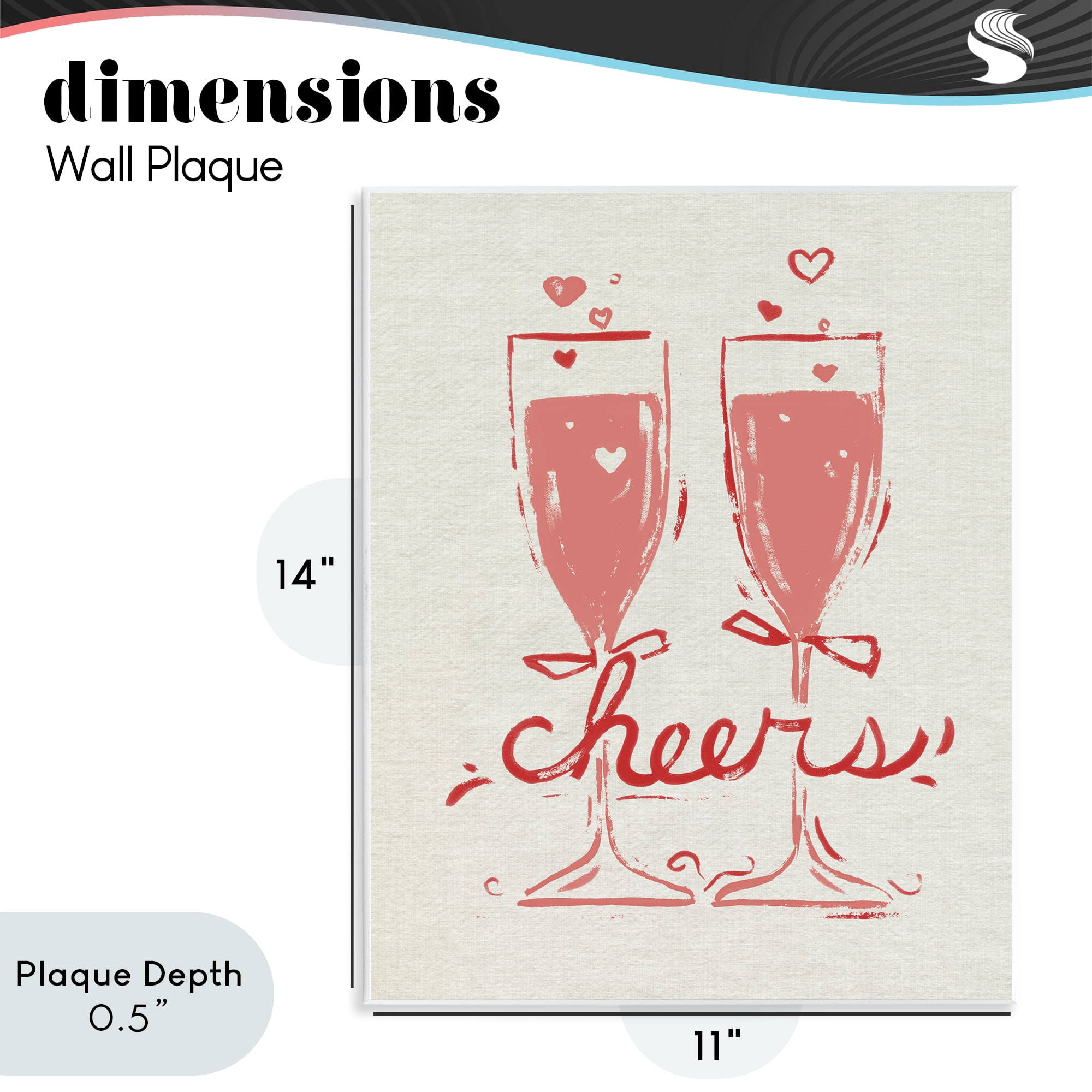 Stupell Industries Romantic Cheers To Love Wall Plaque Art, design by June Erica Vess