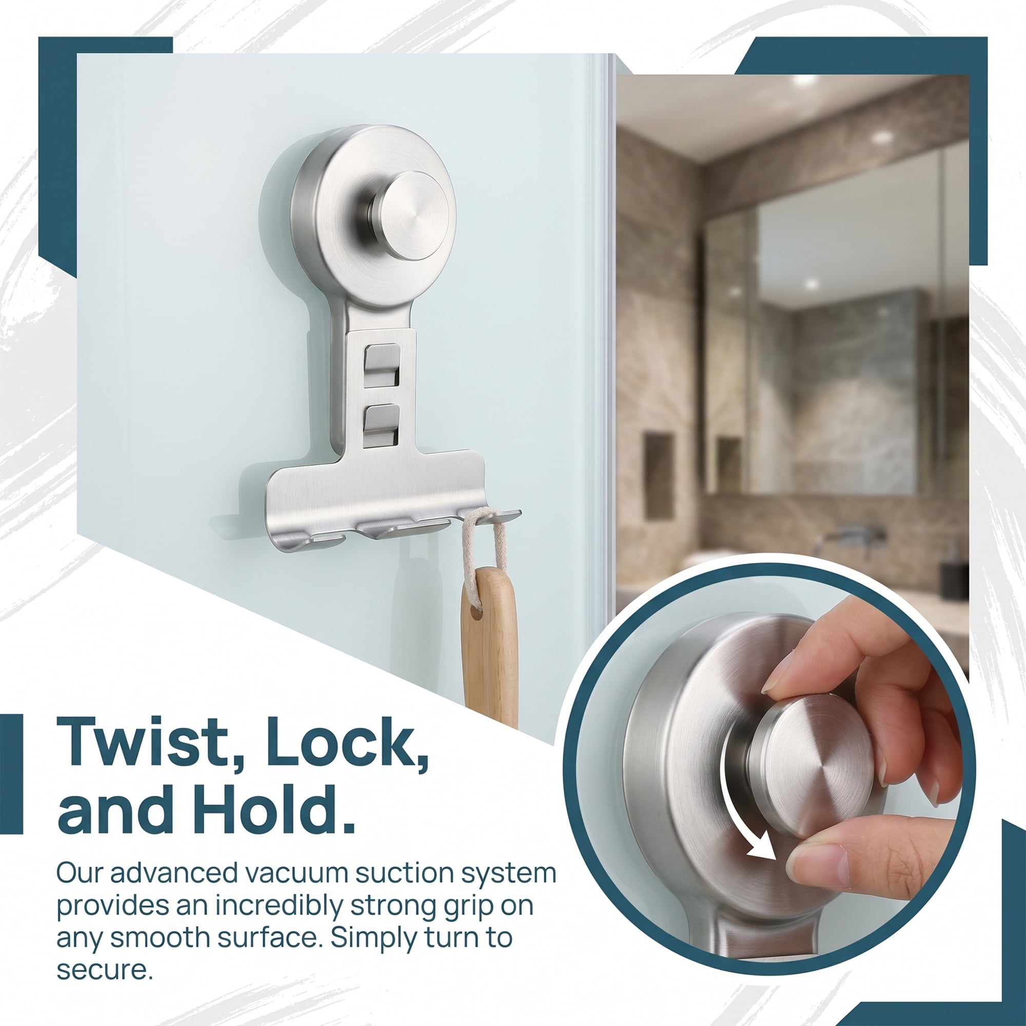 Unique Bargains Suction Cup Hooks for Shower 2-Pack Wall Hooks for Hanging Silver1