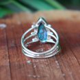 thumbnail image 4 of Turquoise Teardrop Ring, 925 Sterling Silver Ring, Multi-Band Ring, Handmade Jewelry, Boho Jewelry Statement Ring, Dainty Ring, Gift For Her, 4 of 7