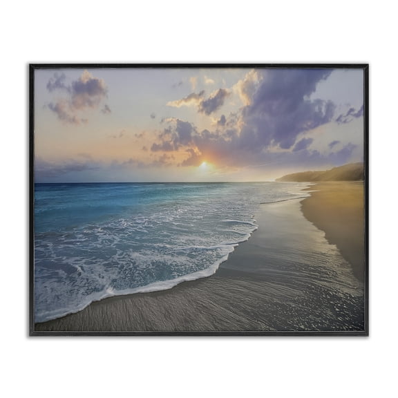 Stupell Industries Coastal Sunset over Tranquil Coast Black Framed Giclee Art, 14 x 11, by Mike Calascibetta