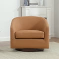 thumbnail image 5 of MINCETA Accent Chairs,Oversized 360 Swivel Barrel Chairs(Seat Area:23.6"D x 24.4"W),Modern Boucle Armchair with Wood Base for Living Room and Bedroom,PU Leather in Brown, 5 of 5