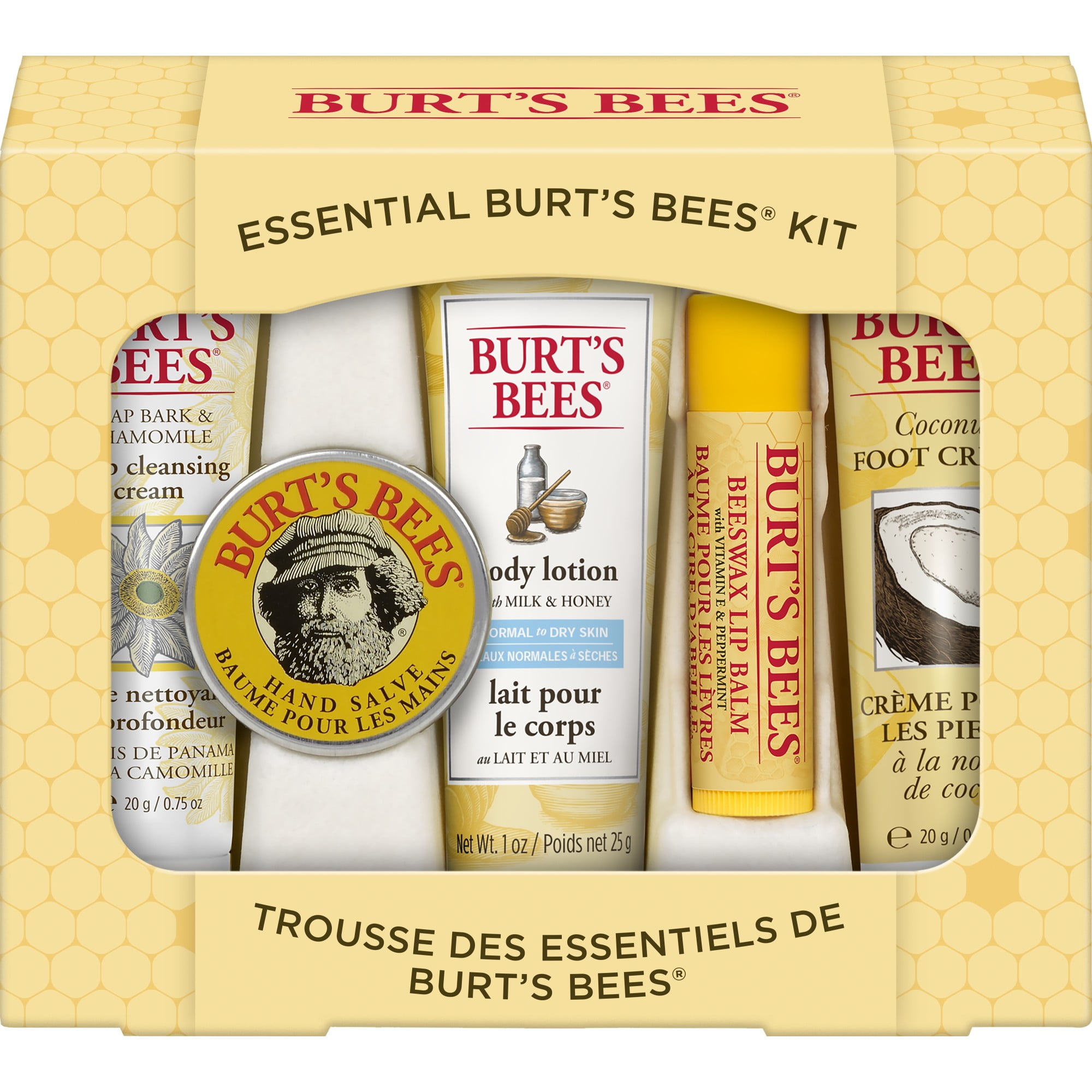 Burt's Bees Essential Gift Set - Cleansing Cream, Hand Salve, Body Lotion, Foot Cream and Lip Balm