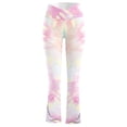 thumbnail image 3 of WLJ Women Tie-Dyed Crossover High Waisted Flare Wide Leg Yoga Pants, 3 of 4