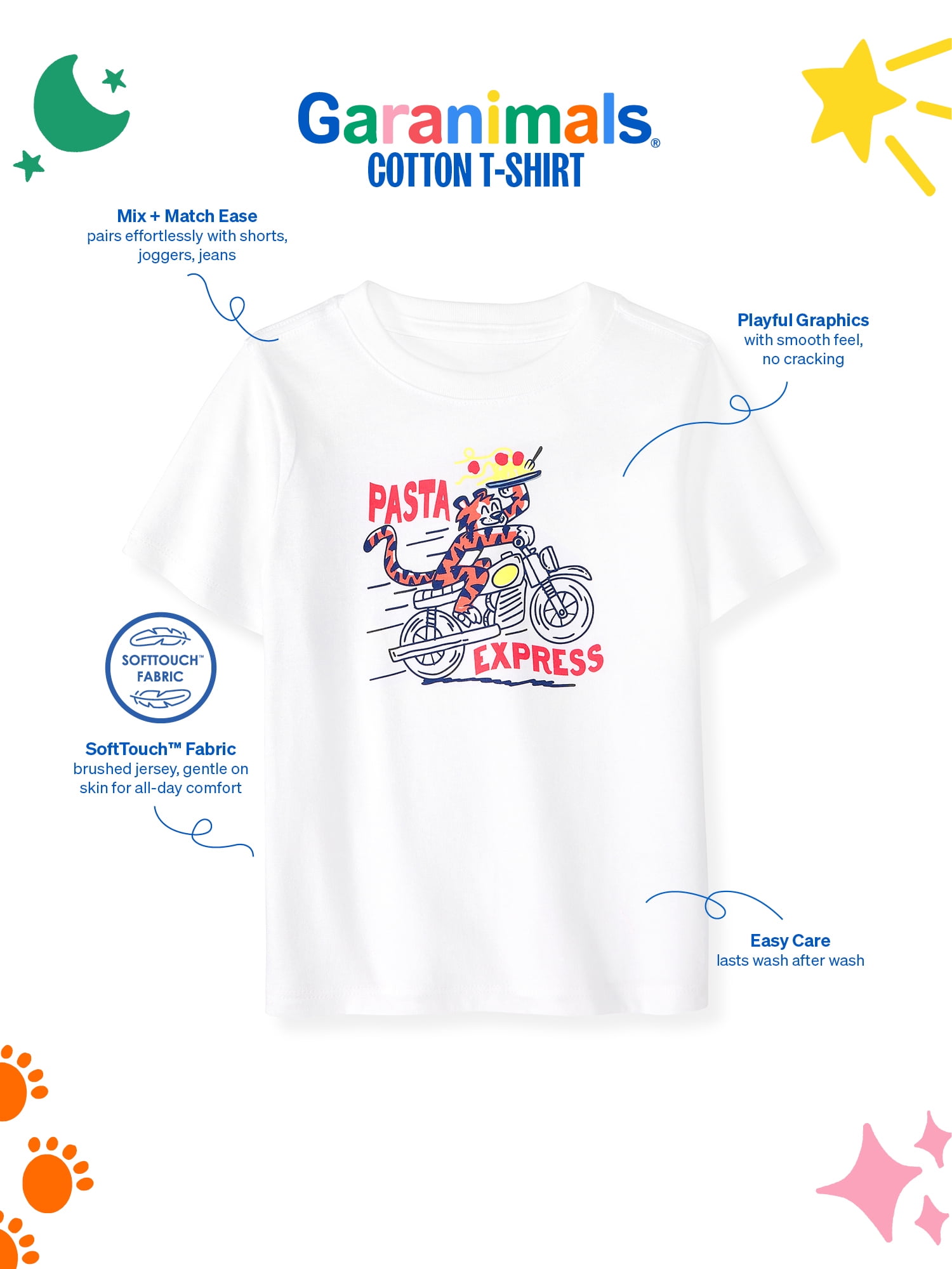 Garanimals Newborn, Baby & Toddler Boy Cotton Short-Sleeve Graphic T-Shirt, Sizes 0-6T