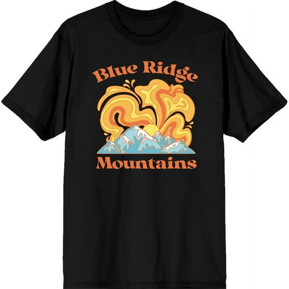 Adventure Society Blue Ridge Mountains Men's Black Crew Neck Short Sleeve Tee-Medium