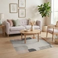 thumbnail image 3 of ODIKA Modern Neutral Abstract With Minimalist Interlocking Border Accents Stain Resistant Low Profile for Dorm Room, Small Living Apartment, 3 of 7