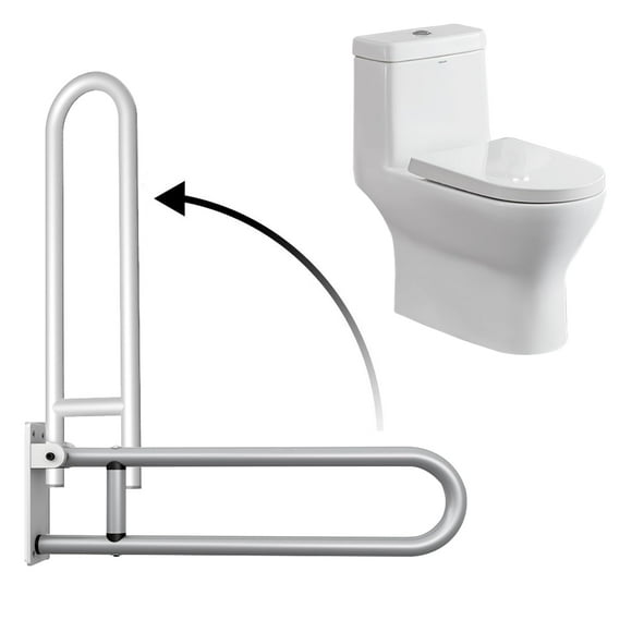 DITOSH 24 Inch Toilet Grab Bar Flip Up Aluminum Alloy Handicap Rails Load Capacity of 100 kg 220 lbs Grab Bars Toilet Rail Bathroom U Shaped and Wall Mount Saf
