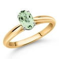 thumbnail image 2 of Gem Stone King 10K Yellow Gold Green Prasiolite Solitaire Engagement Ring for Women (0.75 Cttw, Oval 7X5MM, Gemstone Birthstone, Size 6), 2 of 4
