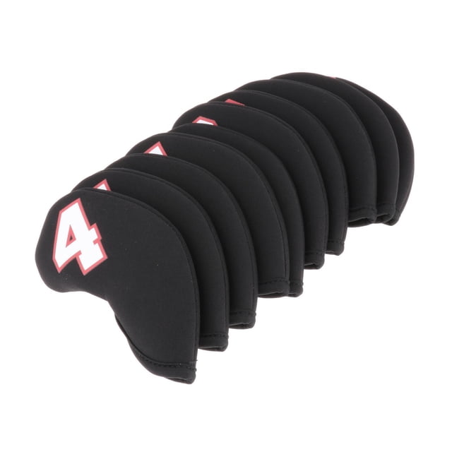 Eigraketly 10Pcs Golf Iron Headcover Waterproof Head Cover Black Golfer Red Protection 4-9,A~X Golf