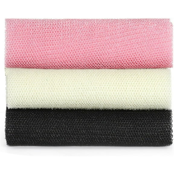 Yayun 3Pcs African Nylon Scrubby Towel African Exfoliating Net Sponge Body Scrubber African Net Cloth for Women & Men Back Exfoliator Washcloth for Bathing Accessories(3colors)