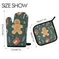 thumbnail image 2 of Yayeee Oven Mitts and Pot Holder Set of 4 Heat Resistant Kitchen Gloves Baking Hot Pad, Brown Christmas Gingerbread, 2 of 5