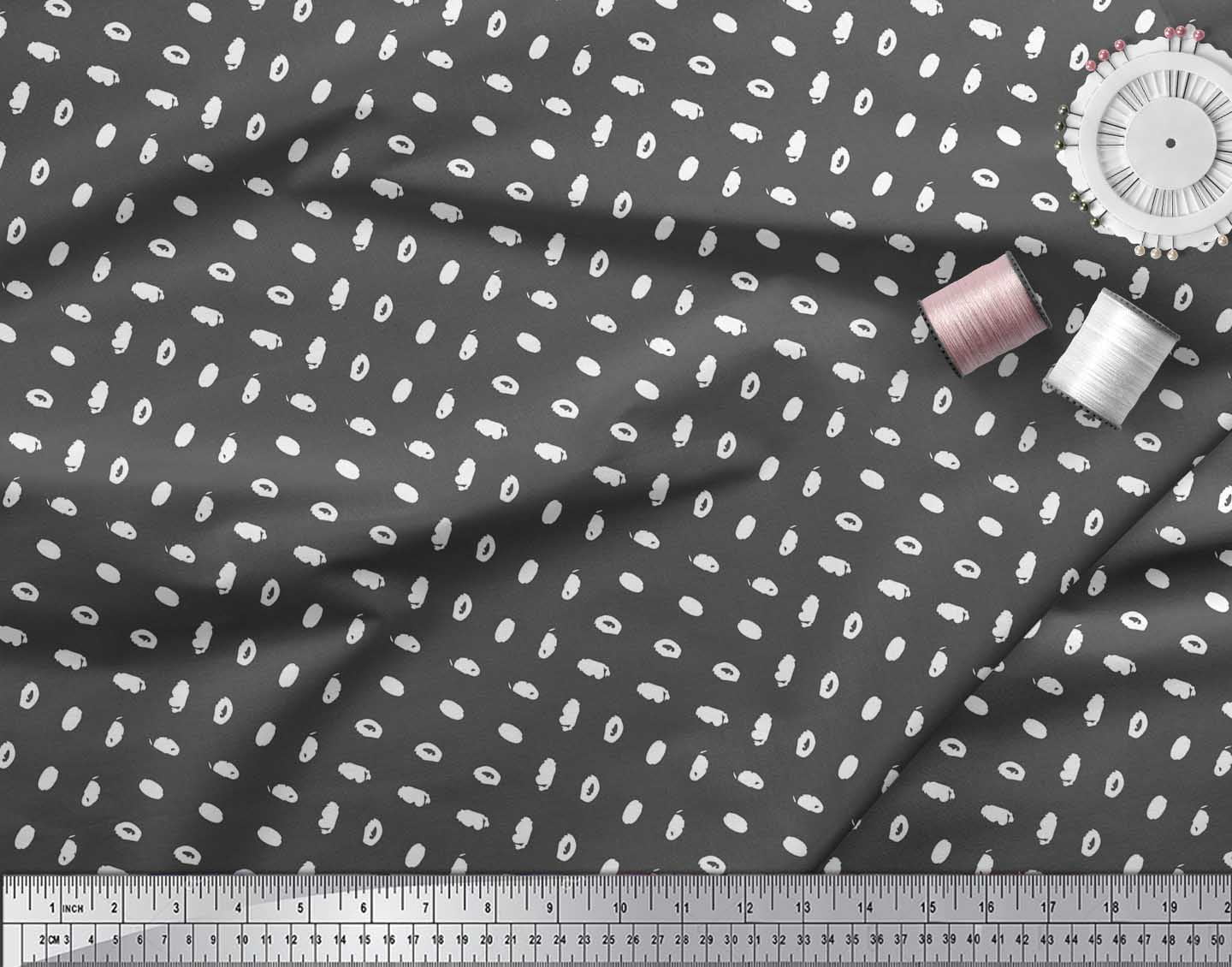 Soimoi Gray Moss Georgette Fabric Brush Stroke Abstract Printed Craft Fabric by the Yard 42 Inch Wide