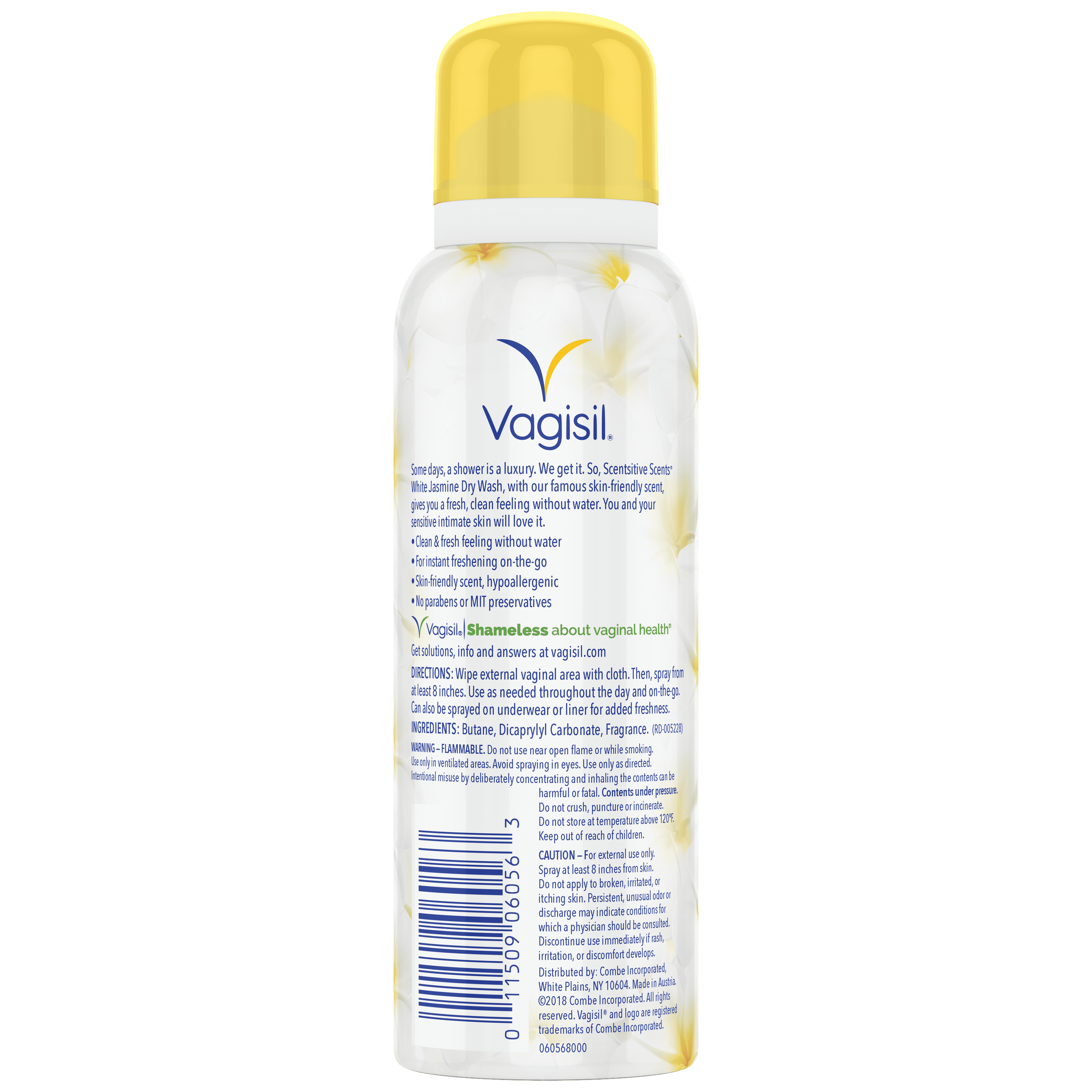 (3 pack) Vagisil Scentsitive Scents White Jasmine Freshening Spray for Women, Gynecologist Tested, Paraben Free, White Jasmine, 2.6 Ounce
