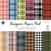 Desecraft Plaid Tartan 12x12 in Double Sided Paper Pad Pack Scrapbook Cardstock Decorative Paper - 36 Sheets - for Card Making Journaling Planner Origami Decopage Decorative Scrapbooking Supplies