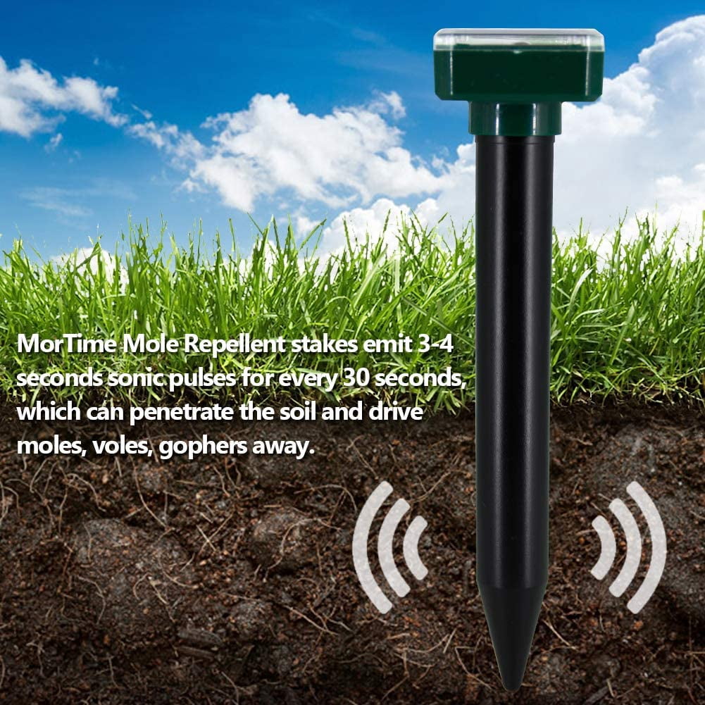 MODANU 8Pcs Solar Mole and Groundhog Repellent Stakes Sonic Gopher Repeller Vole Deterrent Spikes - Get Rid of Burrowing Animals Waterproof (Green)