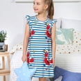 thumbnail image 4 of Fotbe Red Funny Crab on Blue Stripe Vestido de Dormir para Niñas de 3 a 10 Años, Mangas Cortas, Estilo Princesa, Pijama Camisón con Mangas Voladas-Large, 4 of 6