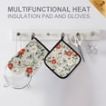 thumbnail image 4 of Yayeee Oven Mitts and Pot Holder Set of 2 Heat Resistant Kitchen Gloves Baking Hot Pad, Red and White Floral Pattern, 4 of 5